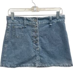 Destroy John Richmond Vtg Y2K Slub Denim Button Front Grunge Punk Mini Skirt 6
